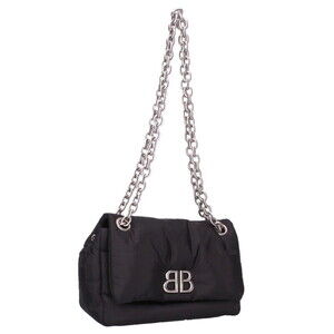 Balenciaga MONACO Chain Handbag Black Silver